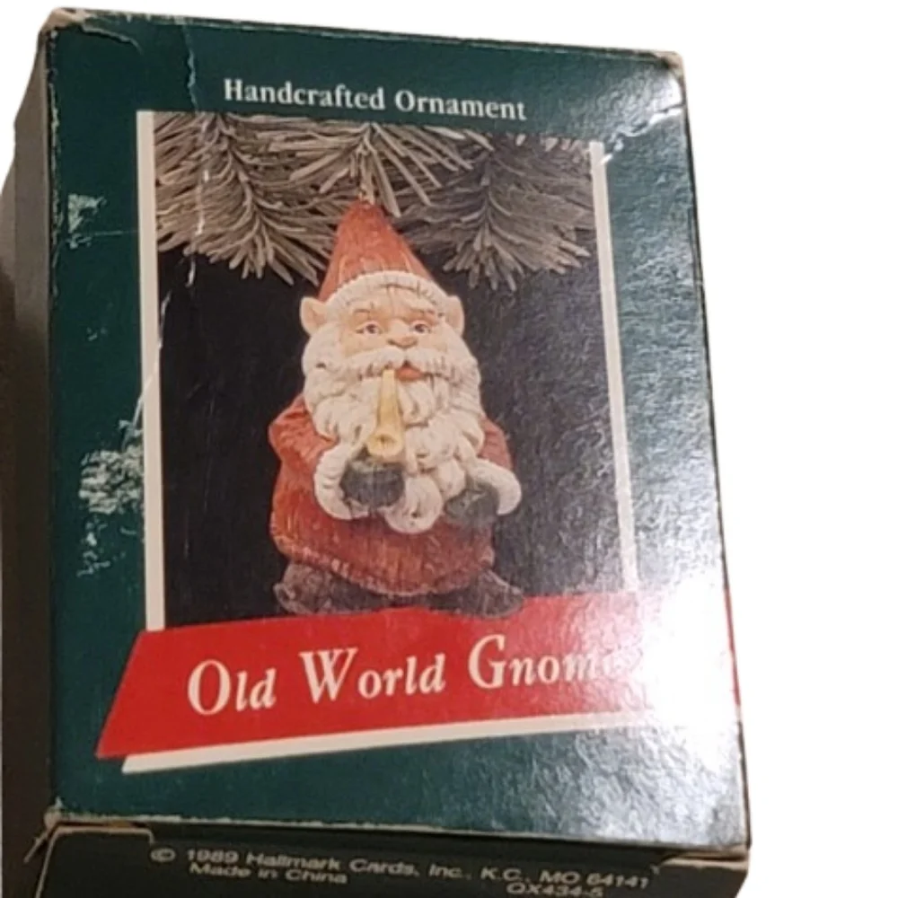 Hallmark 1989 Old World Santa Gnome w/ Pipe St. Nick Christmas Ornament Vintage